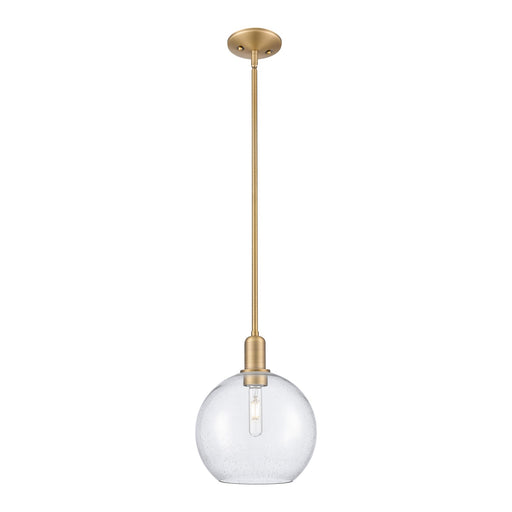 Innovations Athens 10in 1-Light Mini Pendant | Industrial Brushed Brass Steel and Seedy Glass | Kitchen Island & Dining Room | Model 716-1S-BB-G124-10