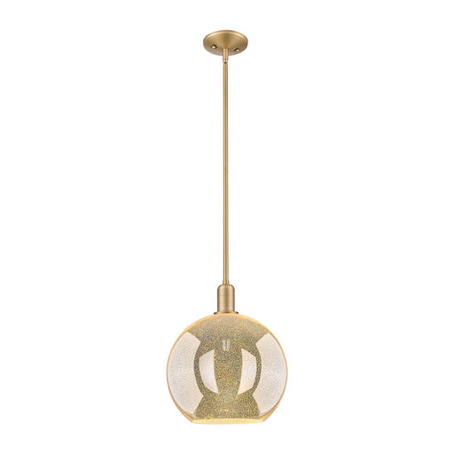 Innovations Athens 12in 1-Light Mini Pendant | Industrial Brushed Brass Steel and Mercury Glass | Kitchen Island & Dining Room | Model 716-1S-BB-G128-12