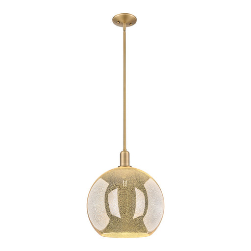 Innovations Athens 14in 1-Light Mini Pendant | Industrial Brushed Brass Steel and Mercury Glass | Kitchen Island & Dining Room | Model 716-1S-BB-G128-14