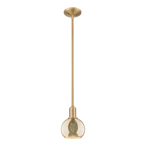 Innovations Athens 6in 1-Light Mini Pendant | Industrial Brushed Brass Steel and Mercury Glass | Kitchen Island & Dining Room | Model 716-1S-BB-G128-6