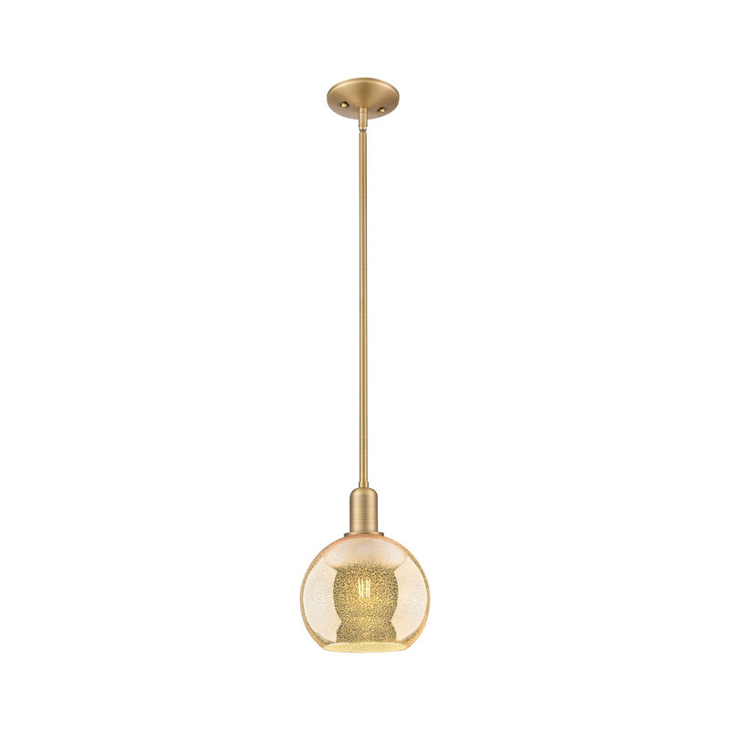 Innovations Athens 8in 1-Light Mini Pendant | Industrial Brushed Brass and Mercury Glass | Kitchen Island & Dining Room | 8 x 8 x | Model 716-1S-BB-G128-8