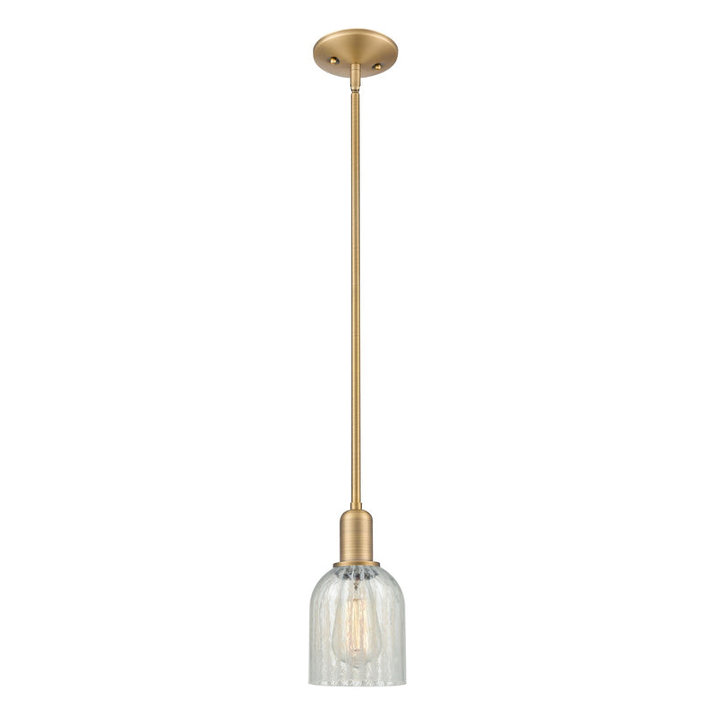 Innovations Caledonia 5in 1-Light Mini Pendant | Industrial Brushed Brass Steel and Mouchette Glass | Kitchen Island & Dining Room | Model 716-1S-BB-G2511