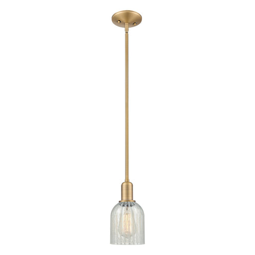 Innovations Caledonia 5in 1-Light Mini Pendant | Industrial Brushed Brass Steel and Mouchette Glass | Kitchen Island & Dining Room | Model 716-1S-BB-G2511