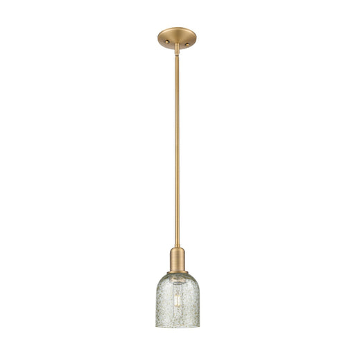 Innovations Caledonia 5in 1-Light Mini Pendant | Industrial Brushed Brass and Mica Glass | Kitchen Island & Dining Room | 5 x 5 x | Model 716-1S-BB-G259