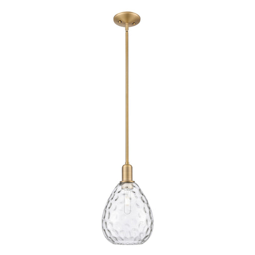 Innovations Waverly 8in 1-Light Mini Pendant | Industrial Brushed Brass Steel and Clear Glass | Kitchen Island & Dining Room | 8 x | Model 716-1S-BB-G372