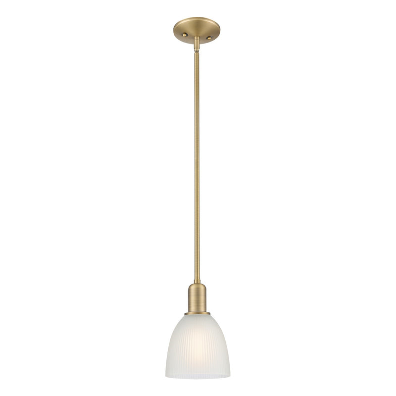 Innovations Castile 6in 1-Light Mini Pendant | Industrial Brushed Brass and White Glass | Kitchen Island & Dining Room | 6 x 6 x | Model 716-1S-BB-G381