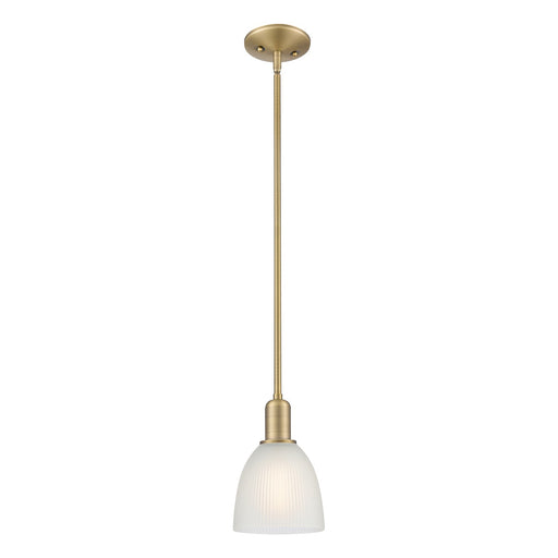 Innovations Castile 6in 1-Light Mini Pendant | Industrial Brushed Brass and White Glass | Kitchen Island & Dining Room | 6 x 6 x | Model 716-1S-BB-G381