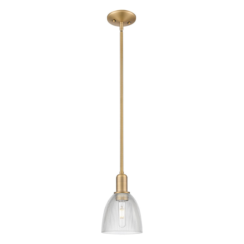 Innovations Castile 6in 1-Light Mini Pendant | Industrial Brushed Brass and Clear Glass | Kitchen Island & Dining Room | 6 x 6 x | Model 716-1S-BB-G382