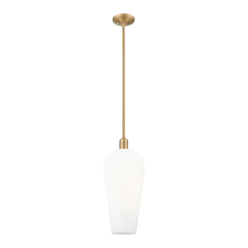 Innovations Chelsea 8in 1-Light Mini Pendant | Industrial Brushed Brass and White Glass | Kitchen Island & Dining Room | 8 x 8 | Model 716-1S-BB-G456-8WH