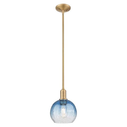 Innovations Brookhaven Globe 8" Stem Mini Pendant, BB/Blue - 716-1S-BB-G483-8SB