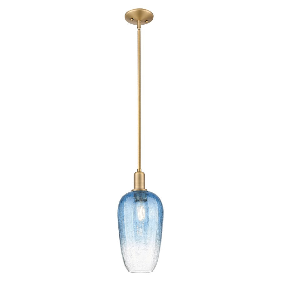 Innovations Brookhaven Flute 7" Stem Mini Pendant, BB/Blue - 716-1S-BB-G484-7SB
