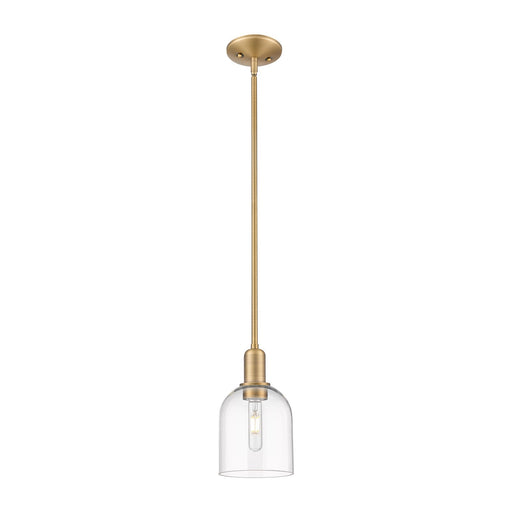 Innovations Bella 6in 1-Light Mini Pendant | Industrial Brushed Brass Steel and Clear Glass | Kitchen Island & Dining Room | Model 716-1S-BB-G558-6CL