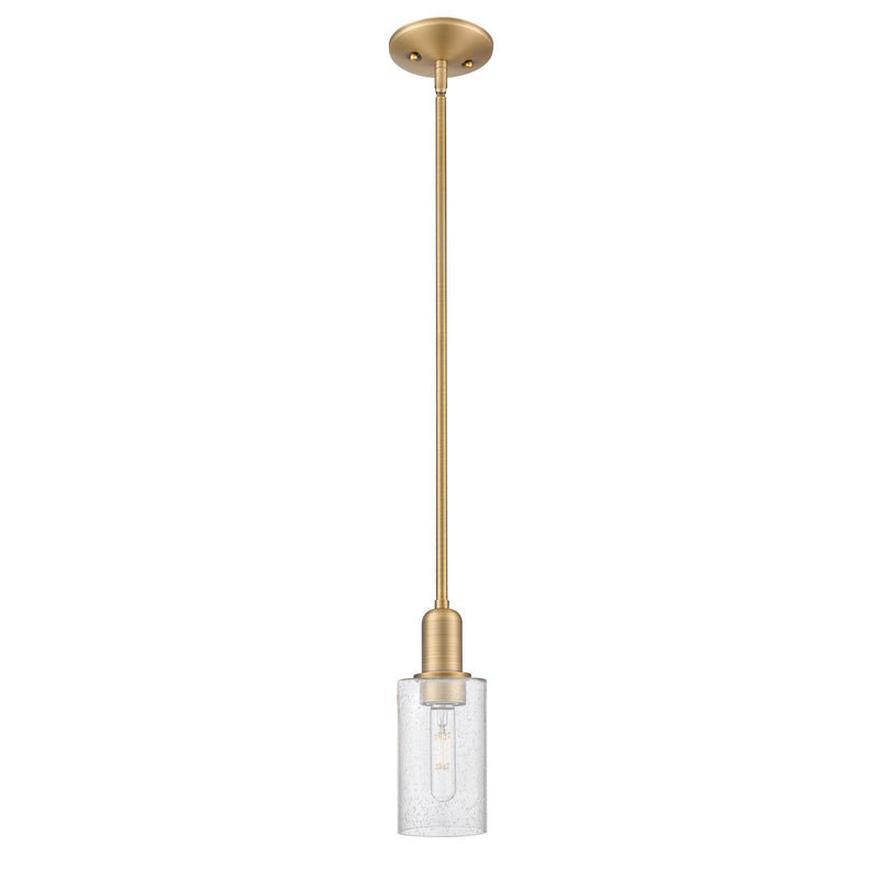 Innovations Clymer 4in 1-Light Mini Pendant | Industrial Brushed Brass Steel and Seedy Glass | Kitchen Island & Dining Room | 3.88 | Model 716-1S-BB-G804