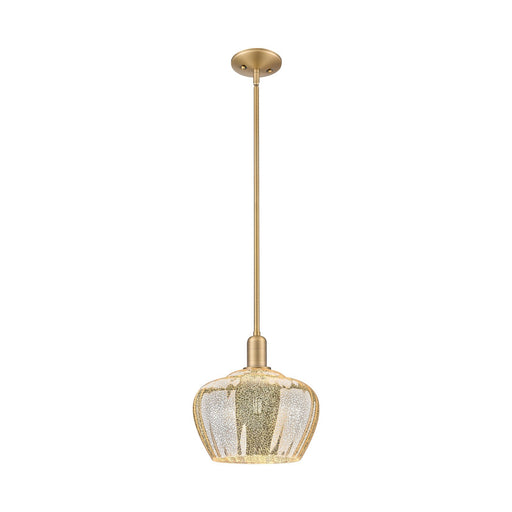 Innovations Fenton 11in 1-Light Mini Pendant | Industrial Brushed Brass and Mercury Ribbed Glass | Kitchen Island & Dining Room | Model 716-1S-BB-G96-L