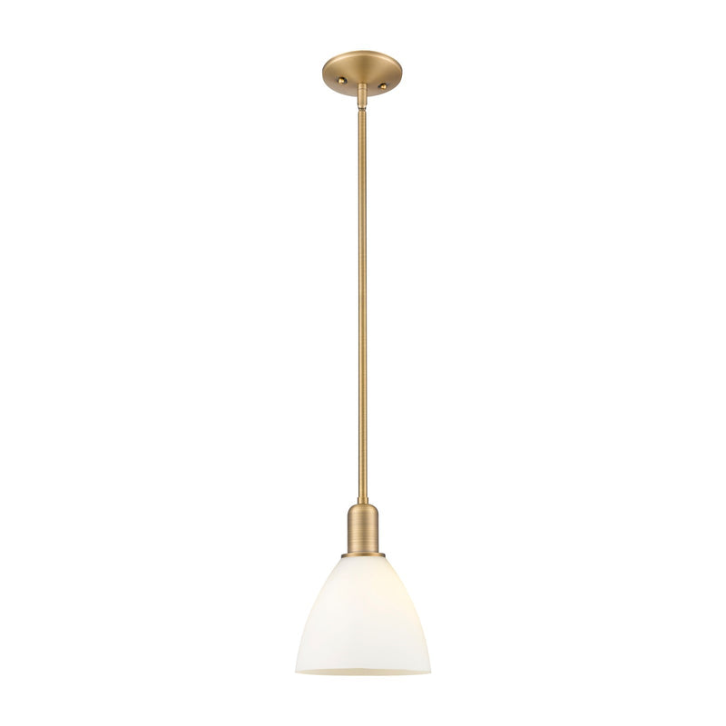 Innovations Bristol 8in 1-Light Mini Pendant | Industrial Brushed Brass Steel and Matte White Glass | Kitchen Island & Dining | Model 716-1S-BB-GBD-751
