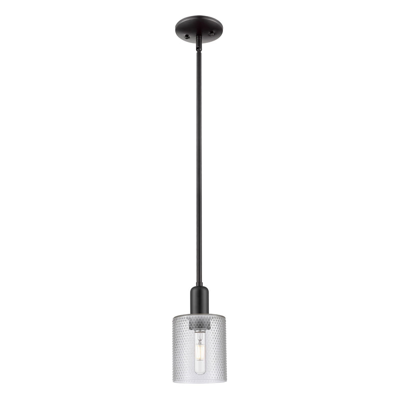 Innovations Cobbleskill 5in 1-Light Mini Pendant | Industrial Matte Black Steel and Clear Glass | Kitchen Island & Dining Room | 5 | Model 716-1S-BK-G112