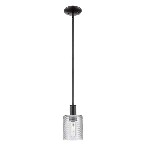 Innovations Cobbleskill 5in 1-Light Mini Pendant | Industrial Matte Black Steel and Clear Glass | Kitchen Island & Dining Room | 5 | Model 716-1S-BK-G112