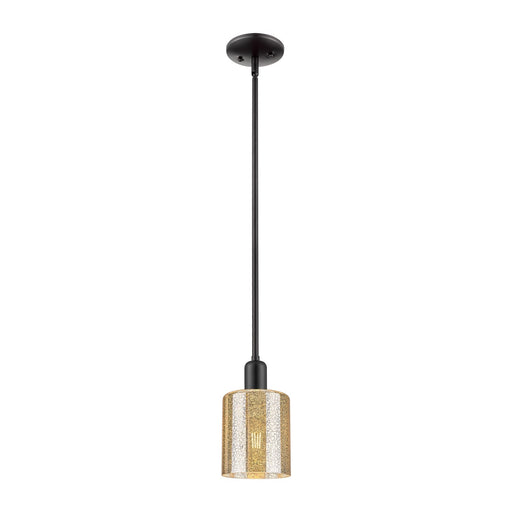 Innovations Cobbleskill 5in 1-Light Mini Pendant | Industrial Matte Black Steel and Mercury Glass | Kitchen Island & Dining Room | Model 716-1S-BK-G116
