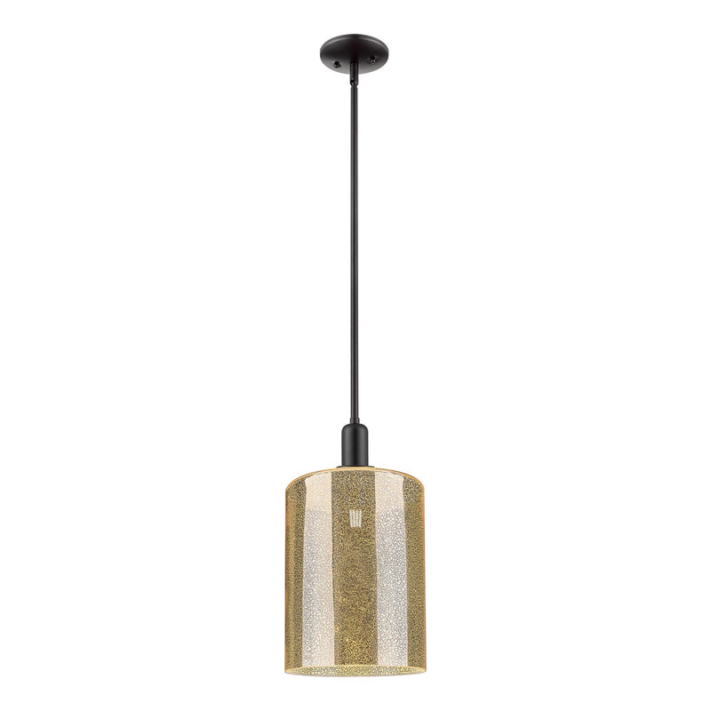 Innovations Cobbleskill 9in 1-Light Mini Pendant | Industrial Matte Black Steel and Mercury Glass | Kitchen Island & Dining Room | Model 716-1S-BK-G116-L