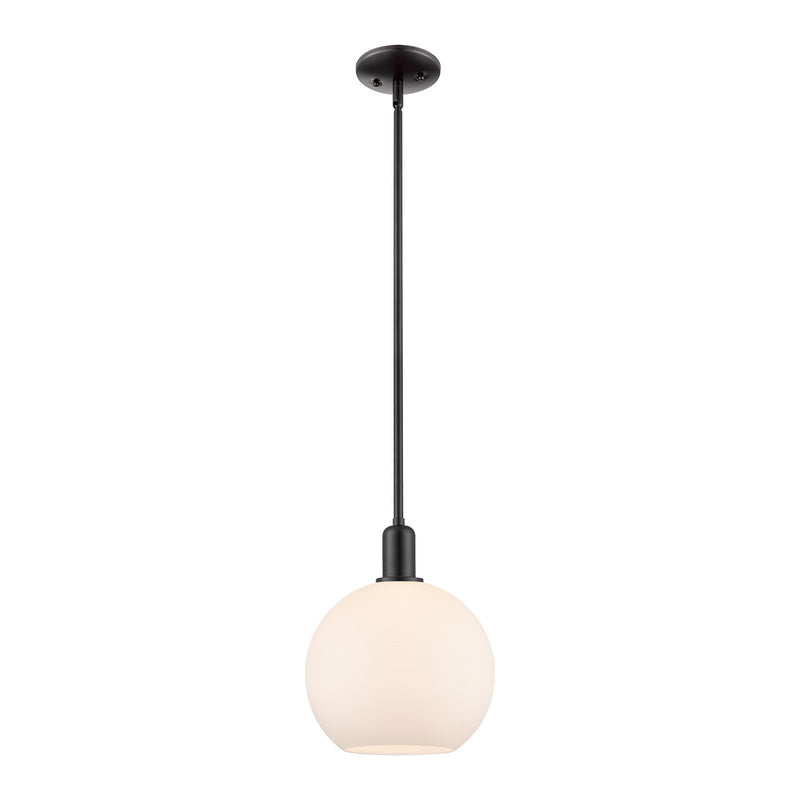 Innovations Athens 10in 1-Light Mini Pendant | Industrial Matte Black Steel and Matte White Glass | Kitchen Island & Dining Room | Model 716-1S-BK-G121-10