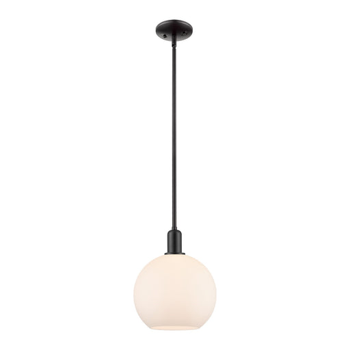 Innovations Athens 10in 1-Light Mini Pendant | Industrial Matte Black Steel and Matte White Glass | Kitchen Island & Dining Room | Model 716-1S-BK-G121-10