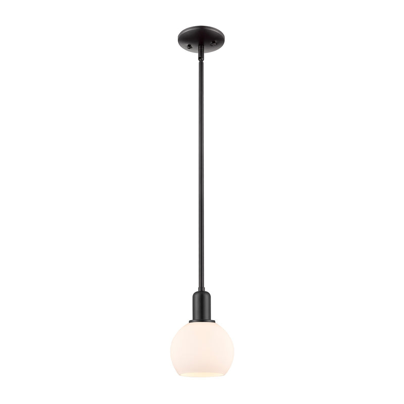 Innovations Athens 6in 1-Light Mini Pendant | Industrial Matte Black Steel and Matte White Glass | Kitchen Island & Dining Room | Model 716-1S-BK-G121-6
