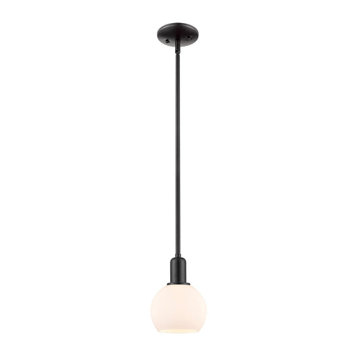 Innovations Athens 6in 1-Light Mini Pendant | Industrial Matte Black Steel and Matte White Glass | Kitchen Island & Dining Room | Model 716-1S-BK-G121-6