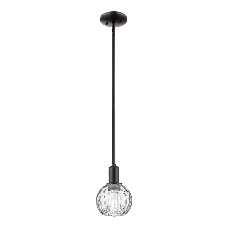 Innovations Athens Water Glass 6in 1-Light Mini Pendant | Industrial Matte Black Steel and Clear Glass | Kitchen Island & Dining | Model 716-1S-BK-G1215-6