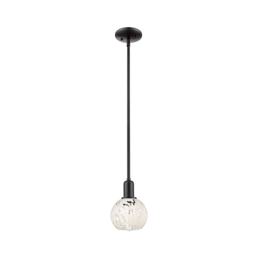 Innovations White Mouchette 6in 1-Light Mini Pendant | Industrial Matte Black Steel and White Glass | Kitchen Island & Dining | Model 716-1S-BK-G1216-6WM