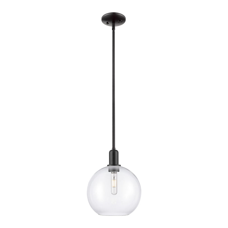 Innovations Athens 10in 1-Light Mini Pendant | Industrial Matte Black Steel and Clear Glass | Kitchen Island & Dining Room | 10 | Model 716-1S-BK-G122-10