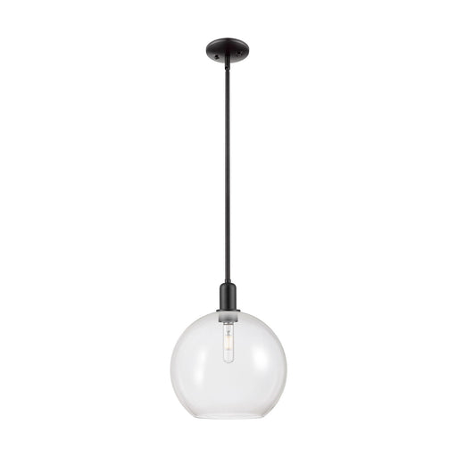 Innovations Athens 12in 1-Light Mini Pendant | Industrial Matte Black Steel and Clear Glass | Kitchen Island & Dining Room | Model 716-1S-BK-G122-12