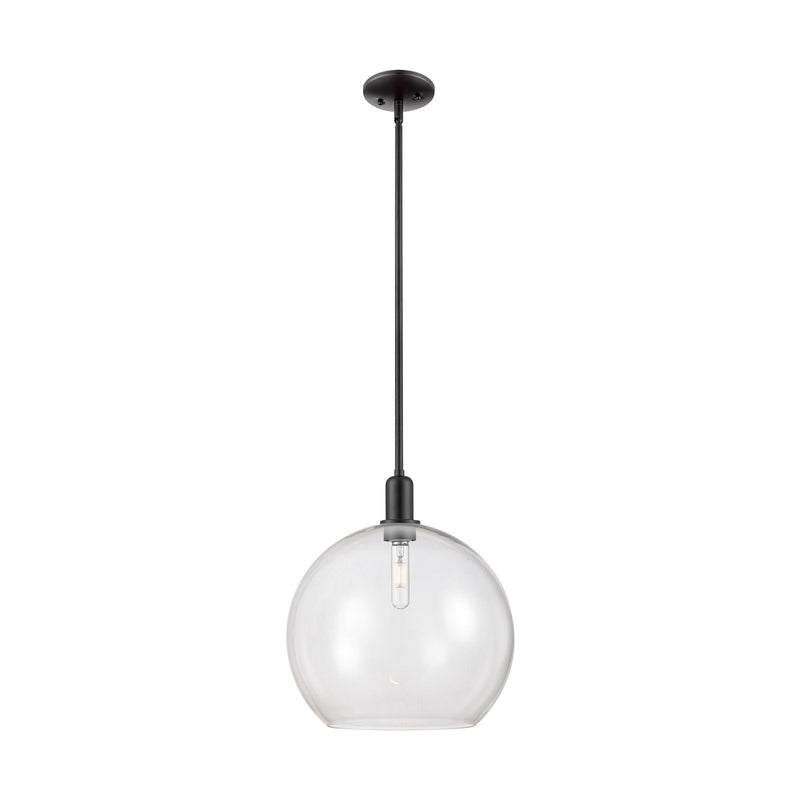 Innovations Athens 14in 1-Light Mini Pendant | Industrial Matte Black Steel and Clear Glass | Kitchen Island & Dining Room | Model 716-1S-BK-G122-14