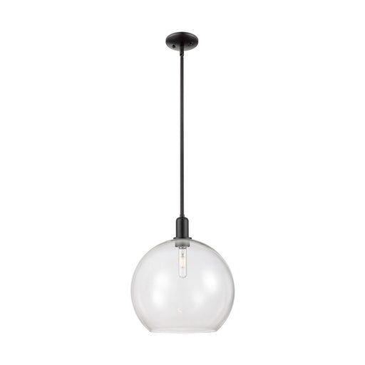 Innovations Athens 14in 1-Light Mini Pendant | Industrial Matte Black Steel and Clear Glass | Kitchen Island & Dining Room | Model 716-1S-BK-G122-14