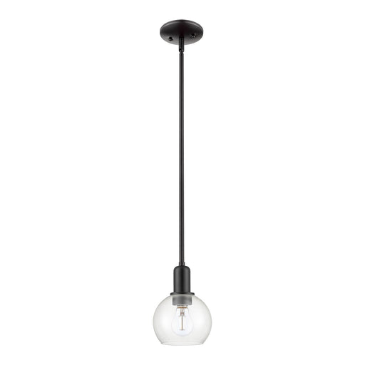 Innovations Athens 6in 1-Light Mini Pendant | Industrial Matte Black Steel and Clear Glass | Kitchen Island & Dining Room | 5.88 | Model 716-1S-BK-G122-6