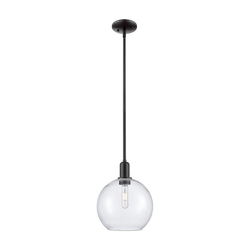 Innovations Athens 10in 1-Light Mini Pendant | Industrial Matte Black Steel and Seedy Glass | Kitchen Island & Dining Room | 10 | Model 716-1S-BK-G124-10