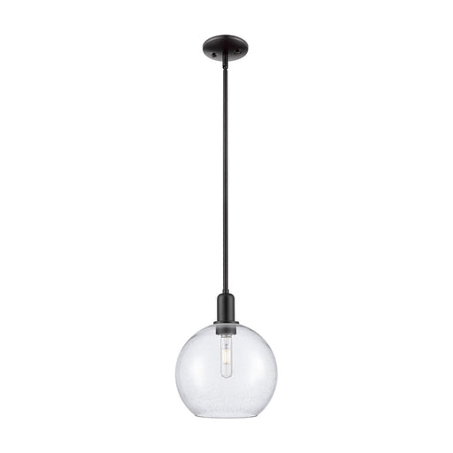 Innovations Athens 10in 1-Light Mini Pendant | Industrial Matte Black Steel and Seedy Glass | Kitchen Island & Dining Room | 10 | Model 716-1S-BK-G124-10