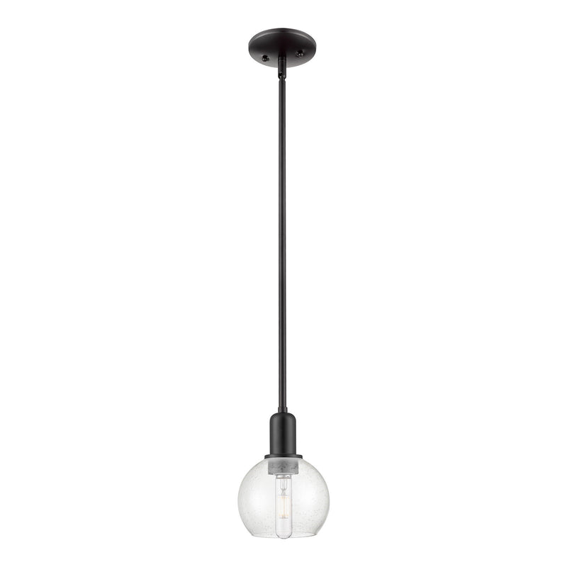 Innovations Athens 6in 1-Light Mini Pendant | Industrial Matte Black Steel and Seedy Glass | Kitchen Island & Dining Room | 5.88 | Model 716-1S-BK-G124-6
