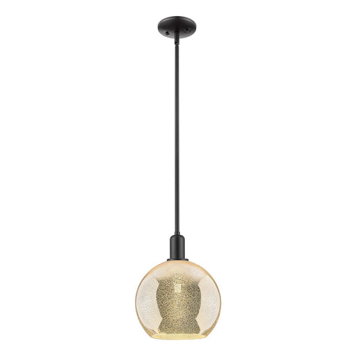 Innovations Athens 10in 1-Light Mini Pendant | Industrial Matte Black Steel and Mercury Glass | Kitchen Island | 10 x 10 x 12.62 | Model 716-1S-BK-G128-10