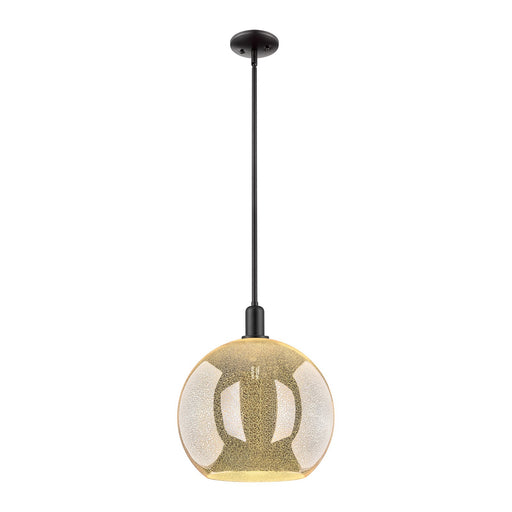 Innovations Athens 14in 1-Light Mini Pendant | Industrial Matte Black Steel and Mercury Glass | Kitchen Island & Dining Room | Model 716-1S-BK-G128-14