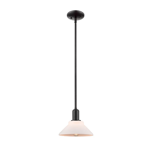Innovations Orwell 8in 1-Light Mini Pendant | Industrial Matte Black Steel and Matte White Glass | Kitchen Island & Dining Room | Model 716-1S-BK-G131