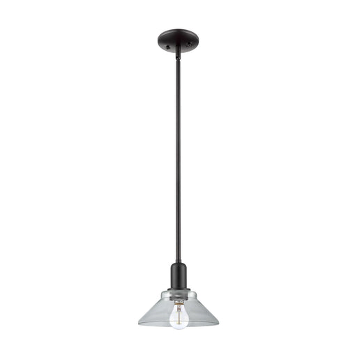 Innovations Orwell 8in 1-Light Mini Pendant | Industrial Matte Black Steel and Clear Glass | Kitchen Island & Dining Room | 8.38 x | Model 716-1S-BK-G132
