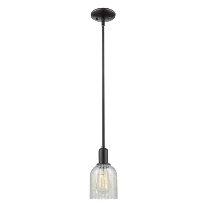 Innovations Caledonia 5in 1-Light Mini Pendant | Industrial Matte Black Steel and Mouchette Glass | Kitchen Island & Breakfast | Model 716-1S-BK-G2511