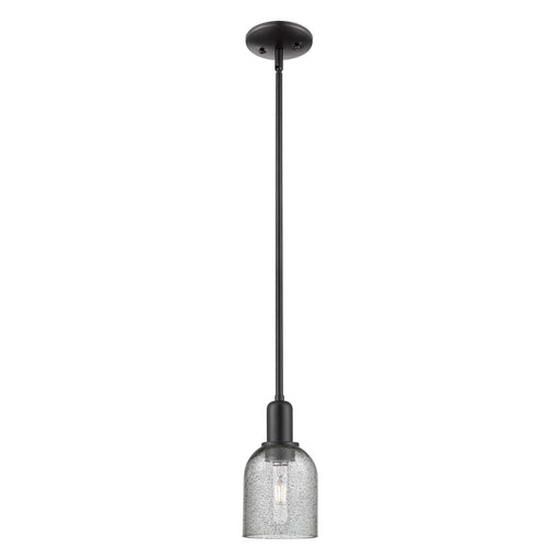 Innovations Caledonia 5in 1-Light Mini Pendant | Industrial Matte Black Steel and Charcoal Glass | Kitchen Island & Dining Room | Model 716-1S-BK-G257