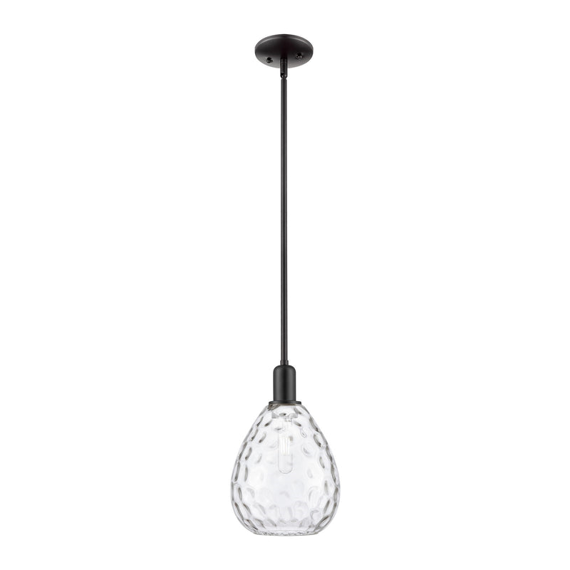 Innovations Waverly 8in 1-Light Mini Pendant | Industrial Matte Black Steel and Clear Glass | Kitchen Island & Dining Room | 8 x 8 | Model 716-1S-BK-G372