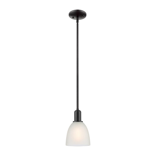 Innovations Castile 6in 1-Light Mini Pendant | Industrial Matte Black Steel and White Glass | Kitchen Island & Dining Room | Damp | Model 716-1S-BK-G381