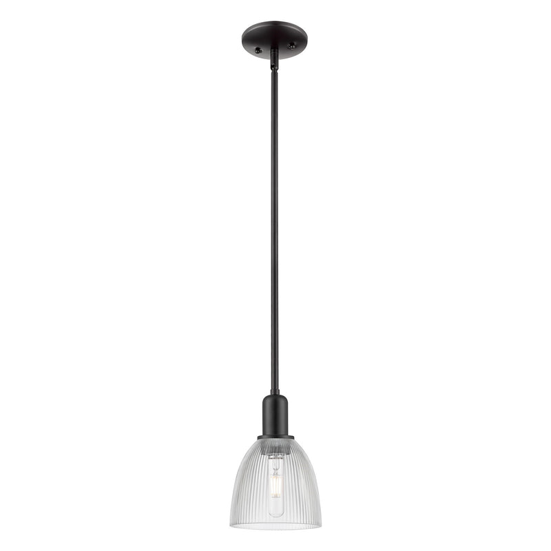 Innovations Castile 6in 1-Light Mini Pendant | Industrial Matte Black Steel and Clear Glass | Kitchen Island & Dining Room | 6 x 6 | Model 716-1S-BK-G382