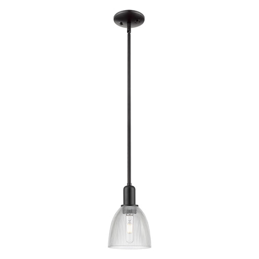 Innovations Castile 6in 1-Light Mini Pendant | Industrial Matte Black Steel and Clear Glass | Kitchen Island & Dining Room | 6 x 6 | Model 716-1S-BK-G382