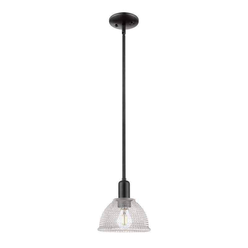 Innovations Arietta 8in 1-Light Mini Pendant | Industrial Matte Black Steel and Clear Glass | Kitchen Island & Dining Room | 8 x 8 | Model 716-1S-BK-G422