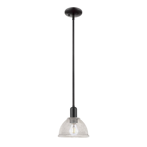 Innovations Arietta 8in 1-Light Mini Pendant | Industrial Matte Black Steel and Clear Glass | Kitchen Island & Dining Room | 8 x 8 | Model 716-1S-BK-G422