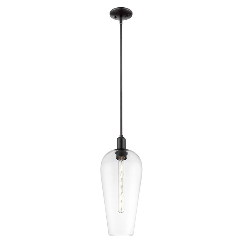 Innovations Chelsea 1Lt 8" Stem Mini Pendant, Black/Clear - 716-1S-BK-G456-8CL